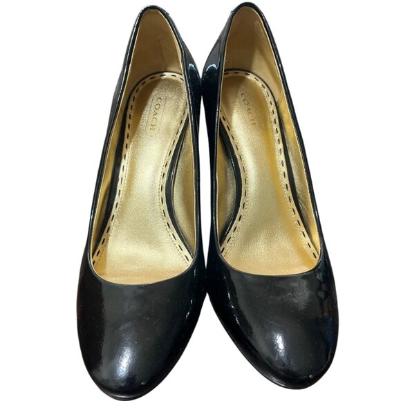 Coach Sheri Black Patent Leather High Heel Pumps Classic Size 8.5 - Picture 2 of 8